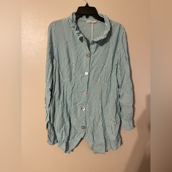 Soft Surroundings Tops - Women's SOFT SURROUNDINGS Teal & White Striped Tunic Top-Size XL-EUC